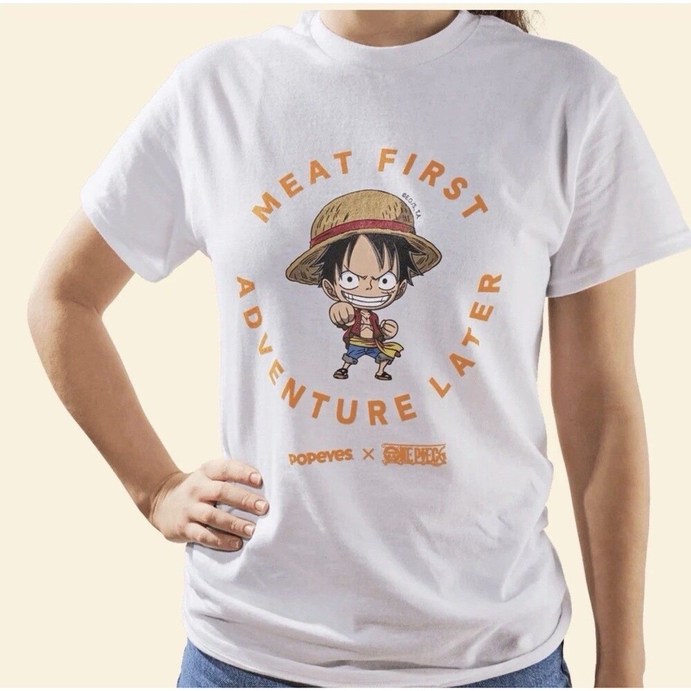 2026 ONE PIECE X POPEYES ECLUSIVE T-SHIRT  SIZE: MEDIUM / 1ST LISTED IN WORLD !